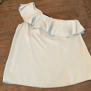 One shoulder chambray top